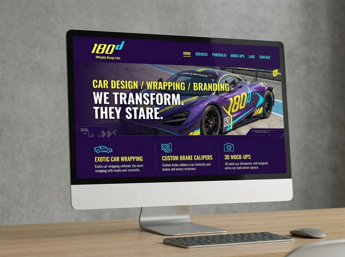 Oneighty Racing site mockup